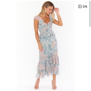Show Me Your Mumu Reese Ruffle Dress in Sage I Do Floral XL NWT